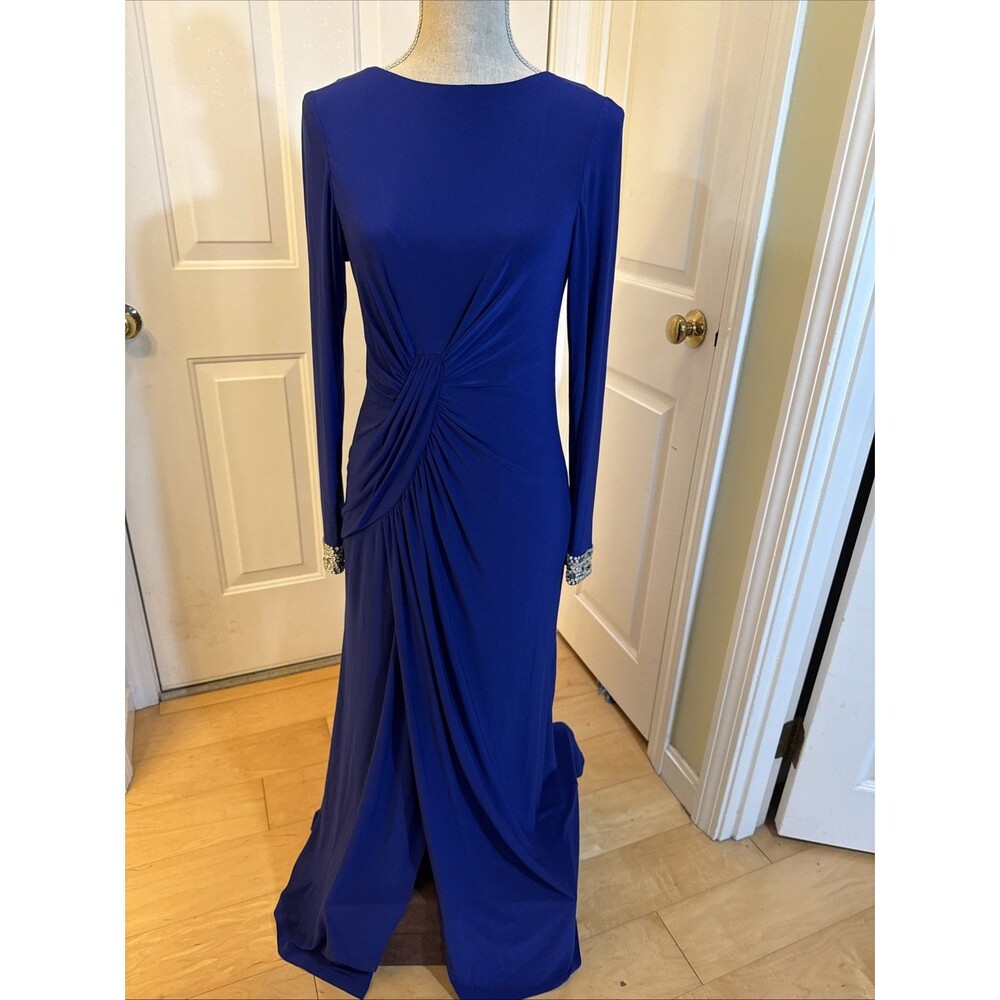 LONG-SLEEVED Vince camuto Royal blue spandex long maxi dress gown size 8